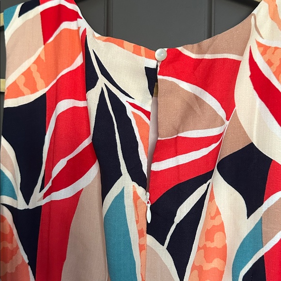 Chetta B Vibrant Leaf Print Midi Dress Sleeveless Lined Sz 18 Colorful Fit&Flare - Picture 5 of 10